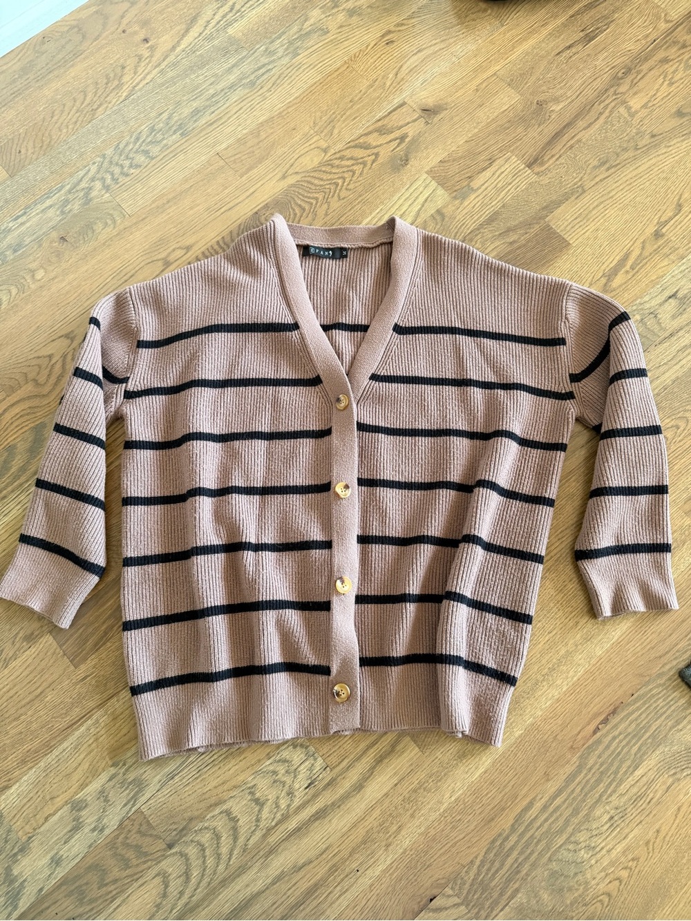 Striped Oversized Button Cardigan Sweater in brown and black